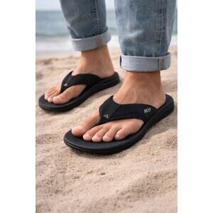 Reef Anchor High Arch Support Flip Flops Mens 13 Black Comfort Sandals NWT